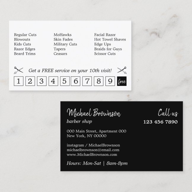 Chalk Scissor hipster Barber Hair loyalty Business Card