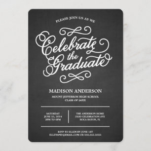 Chalk Script   Graduation Photo Invitation