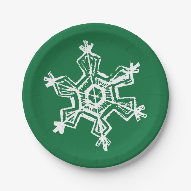 Chalk Snowflake Pattern Paper Plates (Front)