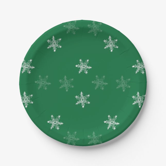 Chalk Snowflake Pattern Paper Plates (Front)