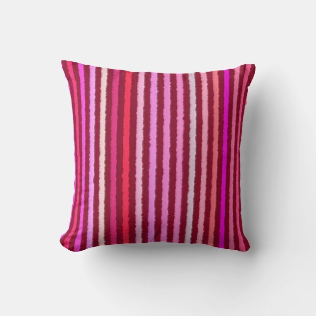 Chalk Stripes - Burgundy, Violet, Pink Throw Pillow (Front)