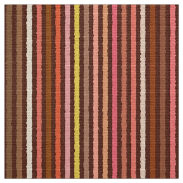 Chalk Stripes - Chocolate Brown and Coral Fabric (Swatch)