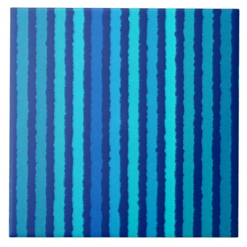 Chalk Stripes _ Cobalt and Sky Blue Ceramic Tile