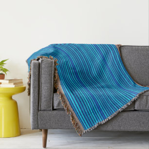 Chalk Stripes - Cobalt and Sky Blue Throw Blanket