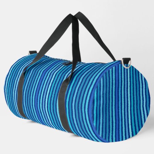 Chalk Stripes Cobalt Navy and Sky Blue Duffle Bag
