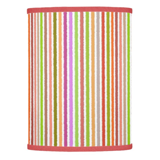 Chalk Stripes - Cream and Multi Colors Lamp Shade (Front)