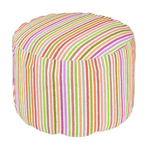 Chalk Stripes - Cream and Multi Colors Pouf