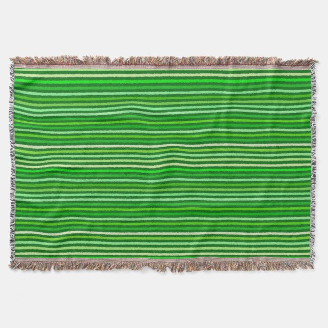 Chalk Stripes - Emerald and Lime Green Throw Blanket (Front)
