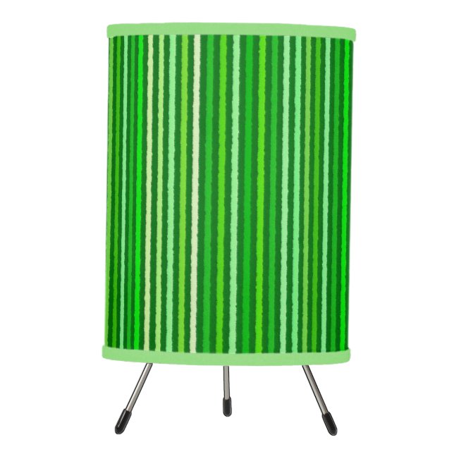 Chalk Stripes - Emerald and Lime Green Tripod Lamp (Front)