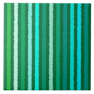 Chalk Stripes - Jade Green and Aqua Ceramic Tile