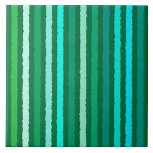 Chalk Stripes _ Jade Green and Aqua Ceramic Tile