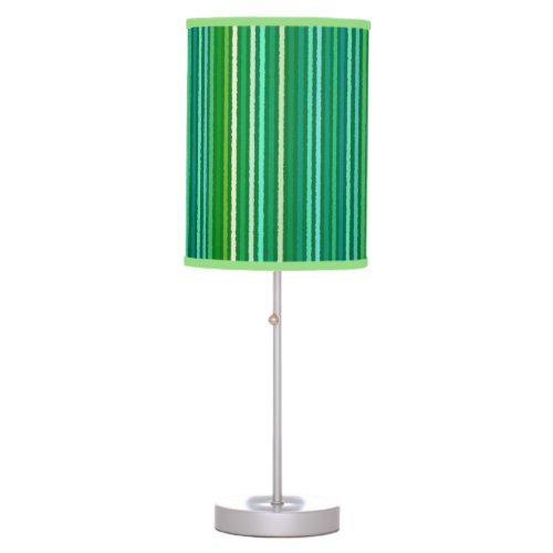 Chalk Stripes _ Jade Green and Aqua Table Lamp