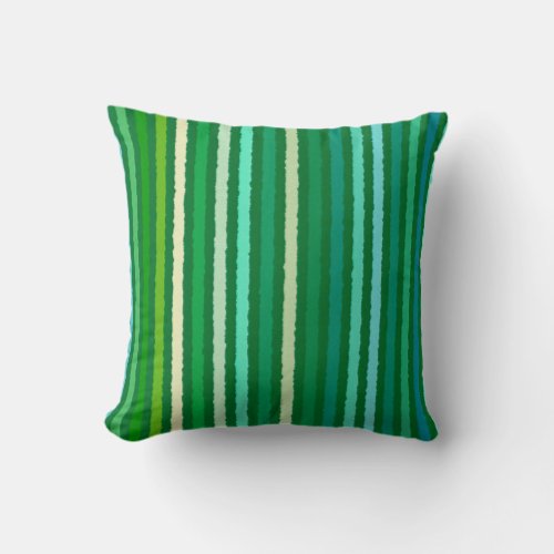 Chalk Stripes _ Jade Green and Aqua Throw Pillow