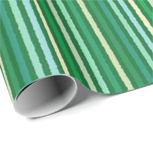 Chalk Stripes - Jade Green and Aqua Wrapping Paper