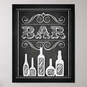Chalk Style BAR Sign Print