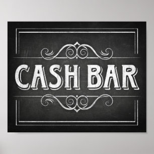 Chalk Style CASH BAR Sign Print
