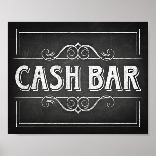 Chalk Style CASH BAR Sign Print