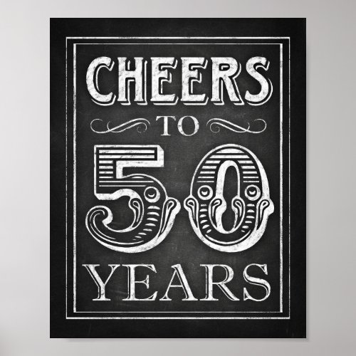 Chalk Style CHEERS TO 50 YEARS Sign Print