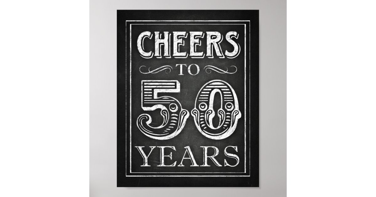 Chalk Style CHEERS TO 50 YEARS Sign Print | Zazzle.com