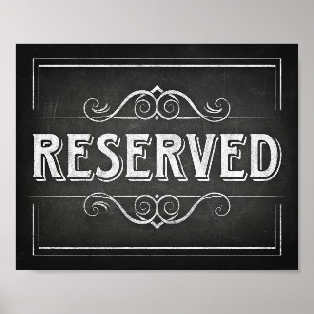Chalk Style Party Print / RESERVED Sign Poster (Front)