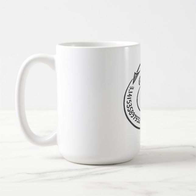 Chalk Style Pi Symbol with Digits – Math Pi Day Coffee Mug (Left)