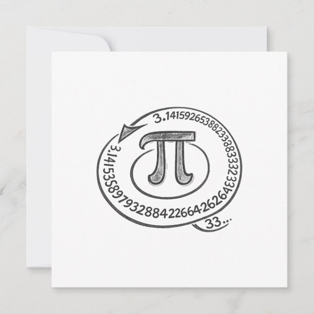 Chalk Style Pi Symbol with Digits – Math Pi Day Holiday Card (Front)