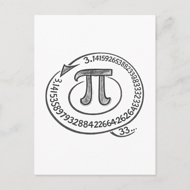 Chalk Style Pi Symbol with Digits – Math Pi Day Postcard (Front)
