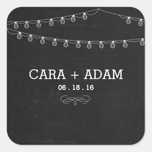 Chalk Style String Lights Wedding Sticker