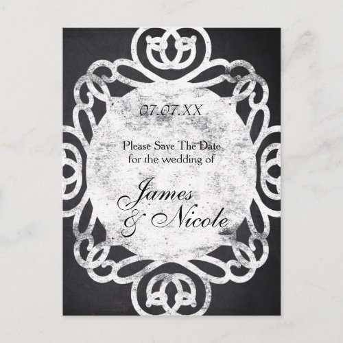 Chalk Vintage Elegant Wedding Save Date Postcard