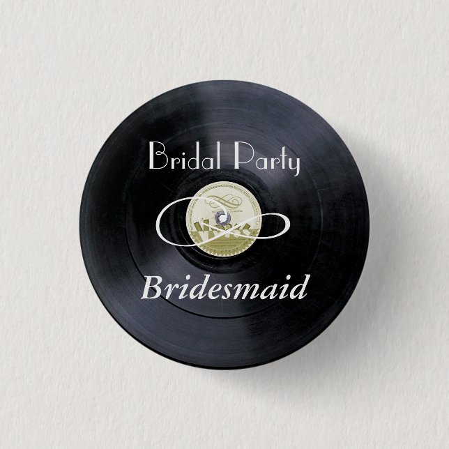 Chalk vinyl bridal party PERSONALIZE Pinback Button (Front)