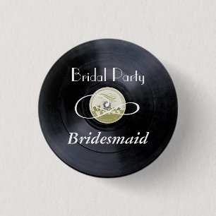 Chalk vinyl bridal party PERSONALIZE Pinback Button