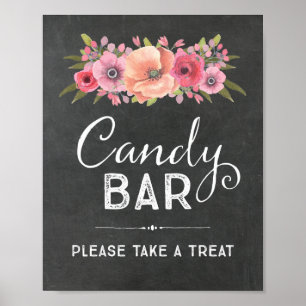 Chalk Watercolor Floral Candy Bar Wedding Sign