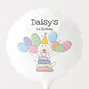 Chalk White Labradoodle Dog Birthday Party Balloon