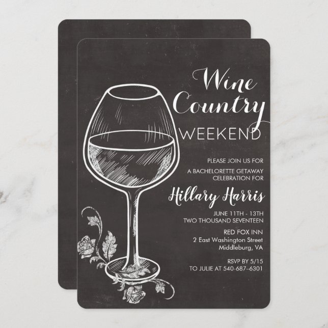 Chalk Wine Country Bachelorette Invitation (Front/Back)