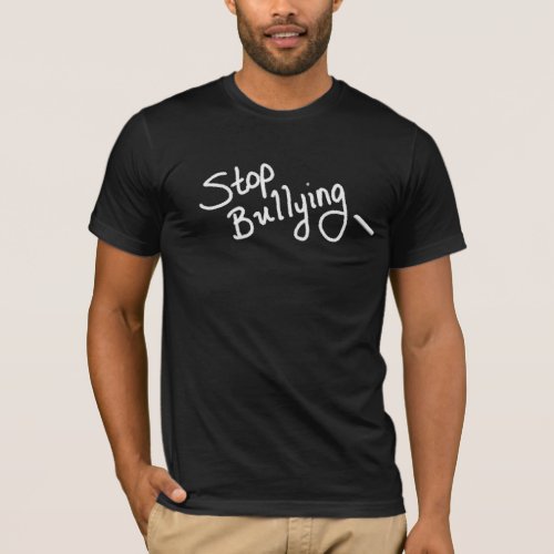 Chalk Writing Stop Bullying Black T_Shirt