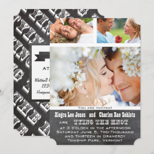 Chalkboad Photo Typography Wedding Invitations
