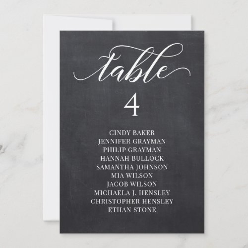 Chalkboad Script Wedding Table Plan Seating Cards