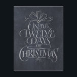 Chalkboard '12 Days of Christmas' Black Chalk Holiday Postcard<br><div class="desc">Fashionable and fun chalkboard look postcard. It will make people break out in song…. "Five Gold Rings…". Place it inside of a little wooden frame and it would like a real slate board - perfect for decorating. It even features real chalkboard background. There is also a more colorful and elaborate...</div>