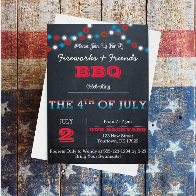 Chalkboard 4th of July Party Invitation (Creator Uploaded)
