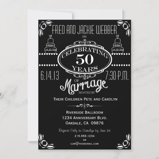 Chalkboard 50th Anniversary Party Invitation (Front)