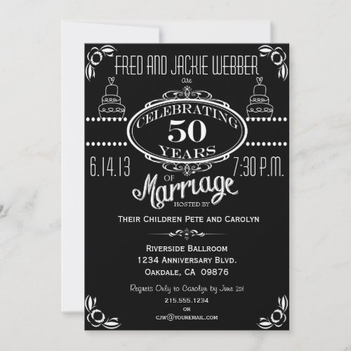Chalkboard 50th Anniversary Party Invitation