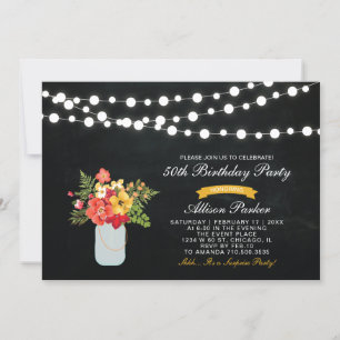 Chalkboard 50th Surprise Birthday Party Invitation