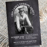 Chalkboard 80th Birthday Open House 2 Photo Invitation<br><div class="desc">This black and white chalkboard photo 80th birthday party invitation is the perfect way to invite guests to an open house party for your family member! Choose your favorite photo of the honoree, a childhood photo is particularly cute, and welcome relatives, friends, and neighbors to drop in and say Happy...</div>