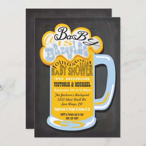 Chalkboard A Baby is Brewing Baby Shower Invites