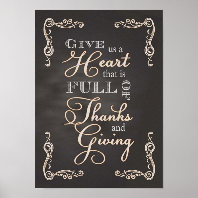 Chalkboard - A Heart of Thanks & Giving Poster (Front)