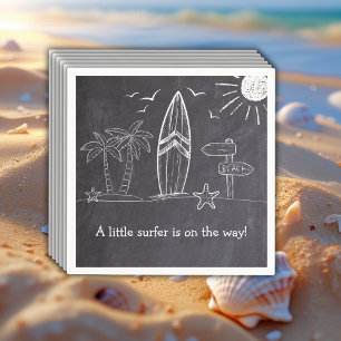 Chalkboard A Little Surfer Baby Shower Napkins