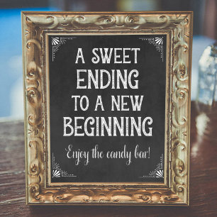 Chalkboard A Sweet Ending New Beginning Graduation Poster