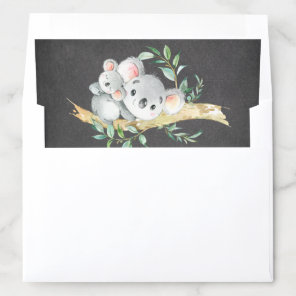 Chalkboard Adorable Baby & Mom Koala Bear Envelope Liner