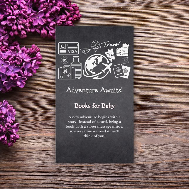 Chalkboard Adventure Awaits Baby Shower Enclosure Card (Creator Uploaded)