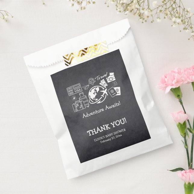 Chalkboard Adventure Awaits Baby Shower Favor Bag (Sealed)